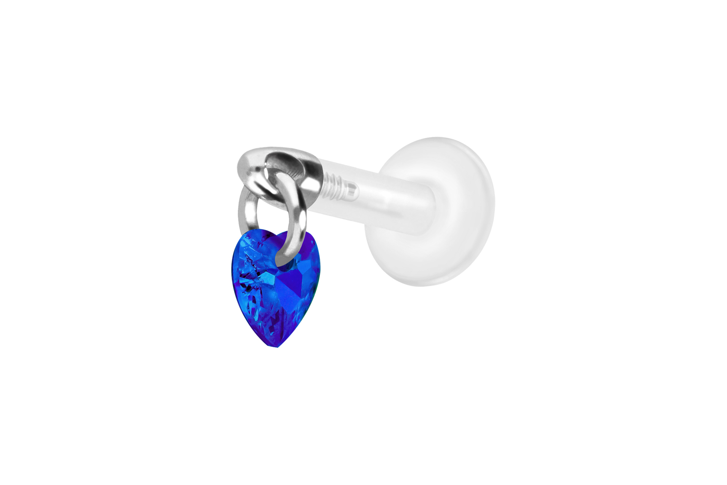 PTFE Labret Piercing mit Innengewinde + Titan-Aufsatz KRISTALLHERZ